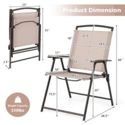 Tangkula 2/4 Piece Patio Folding Chairs Outdoor Dining Chairs W/ Breathable Fabric Heavy Duty Steel & Rustproof Steel Frame -Tangkula GUEST d31cae10 ee3e 43e9 afb3 7e7acf5a966b