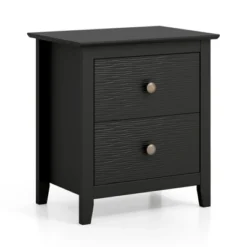Tangkula Modern Nightstand W/ Storage 2 Drawers & Support Legs For Bedroom Black -Tangkula GUEST d3395072 09ce 4a54 a2f1 67620b679a8b