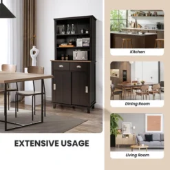 Tangkula Freestanding Buffet Hutch Kitchen Pantry Storage Cabinet W/ Sliding Doors -Tangkula GUEST d35f0116 69c3 425c 9014 da2a6e5550ea