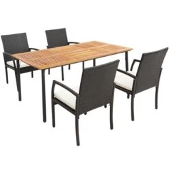 Tangkula 5PCS Wicker Dining Set Cushion Armchairs Acacia Wood Table Umbrella Hole Patio 11 Tangkula 5PCS Wicker Dining Set Cushion Armchairs Acacia Wood Table Umbrella Hole Patio -Tangkula GUEST d3911d28 0673 4831 b38f 69d8e46d44a5
