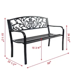 Tangkula 50"Patio Bench Porch Chair Steel Frame Cast Iron Loveseat W/ Backrest For Park Garden 12 Tangkula 50"Patio Bench Porch Chair Steel Frame Cast Iron Loveseat W/ Backrest For Park Garden -Tangkula GUEST d3b46c3f f953 4622 aa86 148a1d7d4d47
