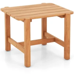 Tangkula Patio Teak Wood Side Table With Slatted Tabletop Small Coffee Table For Porch -Tangkula GUEST d3c56a9f fd9e 42b3 9e67 21893ae43e00