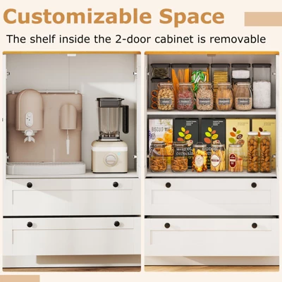 Tangkula Sideboard Buffet Cabinet Kitchen Pantry Hutch Storage Cabinet Farmhouse Credenza 5 Tangkula Sideboard Buffet Cabinet Kitchen Pantry Hutch Storage Cabinet Farmhouse Credenza - Image 5