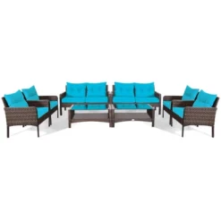 Tangkula 8PCS Rattan Patio Conversation Set Outdoor Furniture Set Cushioned -Tangkula GUEST d48fbb64 a644 4bc2 93dd 9c8738d1c96e