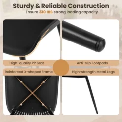 Tangkula Plastic Dining Chair Set Of 4 W/ Metal Legs Cutout Backrest Curved Seat -Tangkula GUEST d4af907d 38c6 4b8e af02 f24d5a20e352