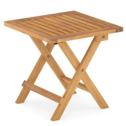 Tangkula Outdoor Folding Side Table Acacia Wood End Table Square Patio Bistro Table -Tangkula GUEST d4c79d97 7a8e 4f4c b38d a7c383983242