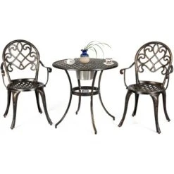 Tangkula Set Of 3 Patio Cast Aluminum Dining Table Chairs Set -Tangkula GUEST d4e9037a bc99 40ea 87aa aa7c0e11f728