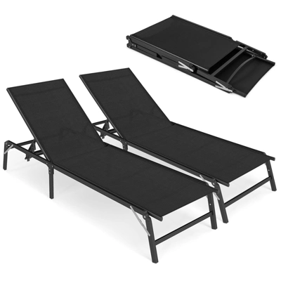 Tangkula Lounge Chair Outdoor Set Of 2 Foldable Patio Chaise Lounge Chairs With 5-Position Adjustable Backrests Heavy Duty Metal Frame No Assembly 10 Tangkula Lounge Chair Outdoor Set Of 2 Foldable Patio Chaise Lounge Chairs With 5-Position Adjustable Backrests Heavy Duty Metal Frame No Assembly - Image 10