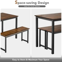Tangkula 3pcs Dining Table Set For 4 Modern Industrial Counter Height Kitchen Table Set With 2 Benches For Dining Room Natural/Brown 18 Tangkula 3pcs Dining Table Set For 4 Modern Industrial Counter Height Kitchen Table Set With 2 Benches For Dining Room Natural/Brown -Tangkula GUEST d51dfcd5 3965 4960 8d8b 21e1f339982e