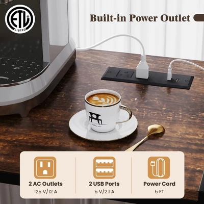 Tangkula 67" Bakers Rack W/ Power Outlet Coffee Bar Cabinet W/ S-Shaped Hooks 4 Tangkula 67" Bakers Rack W/ Power Outlet Coffee Bar Cabinet W/ S-Shaped Hooks - Image 4