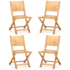 Tangkula 4 PCS Folding Patio Chairs W/ Inclined Backrest Teak Wood Outdoor Dining Chairs 19 Tangkula 4 PCS Folding Patio Chairs W/ Inclined Backrest Teak Wood Outdoor Dining Chairs -Tangkula GUEST d6575810 6cfd 405a 9501 85ee0f649cc1