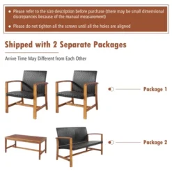 Tangkula 4PCS Patio Conversation Set Outdoor Furniture Set W/ Acacia Wood Frame -Tangkula GUEST d68bd1fb 637a 4994 8a40 6dbedf575c97