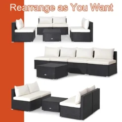 Tangkula 5PCS Patio Outdoor Rattan Sofa Conversation Set W/ Seat & Back Cushions Off White 13 Tangkula 5PCS Patio Outdoor Rattan Sofa Conversation Set W/ Seat & Back Cushions Off White -Tangkula GUEST d732190c b12b 4833 95e0 1c766d2e1329