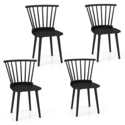 Tangkula 4 PCS Dining Chair Windsor High Spindle Back Wood Kitchen Chairs W/ Rubber Wood Frame -Tangkula GUEST d779c841 5fcc 4cfc ab66 c9f1baced9e4