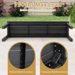 Tangkula 2PCS 55" HDPE Outdoor Bench Weatherproof Backless Patio Garden Bench -Tangkula GUEST d7dfb18b 414e 435c 9dff 9c919754a220