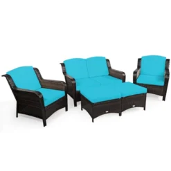 Tangkula 5 PCS Patio Rattan Sectional Sofa Set Outdoor Furniture Conversation Set Cushioned Loveseat Sofa Ottoman 20 Tangkula 5 PCS Patio Rattan Sectional Sofa Set Outdoor Furniture Conversation Set Cushioned Loveseat Sofa Ottoman -Tangkula GUEST d8159c47 a30c 45af 97f7 3b4060a27f8a