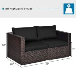 Tangkula 2-Piece Patio Wicker Corner Sofa Set Rattan Loveseat With Removable Cushions -Tangkula GUEST d83796d0 d039 4e6e a75c 37eef000cace