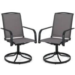 Tangkula Patio Swivel Chairs Set Of 2 W/ High Back & Round Metal Base For Backyard -Tangkula GUEST d8699305 9028 4fb1 83b7 137dd7fbd4d9