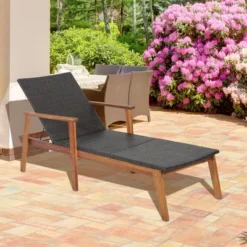 Tangkula 2PCS Adjustable Patio Rattan Lounge Chair Recliner Outdoor Chaise Acacia Wood Frame -Tangkula GUEST d878c2ad be13 4002 a2bf 34be74798ec0