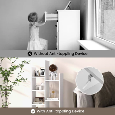 Tangkula Tree Shaped Bookcase With Drawer Free Standing Bookshelf With 7 Open Storage Shelves Tall Display Rack With Bookshelves White 5 Tangkula Tree Shaped Bookcase With Drawer Free Standing Bookshelf With 7 Open Storage Shelves Tall Display Rack With Bookshelves White - Image 5