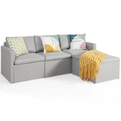 Tangkula Convertible L-shaped Sectional Sofa Couch Chaise W/ Ottoman Cushions -Tangkula GUEST d8a964d6 3140 45a1 8029 b7f8f83899f5