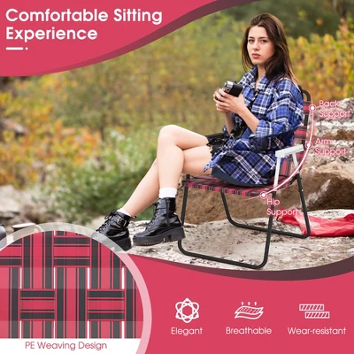 Tangkula Set Of 4 Patio Folding Web Chair Set Portable Beach Camping Chair Red 6 Tangkula Set Of 4 Patio Folding Web Chair Set Portable Beach Camping Chair Red - Image 6