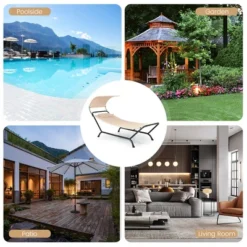 Tangkula Chaise Lounge Bed W/ Detachable Sunshade Canopy Hammock W/ Rustproof Metal Stand -Tangkula GUEST d97cc122 cf00 440d 9bb1 baa9f8624399