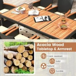 Tangkula 9 PCS Patio Dining Set For 8 Large Conversation Set W/ Umbrella Hole Seat Cushion -Tangkula GUEST d996af66 f9a9 4472 ad59 69d57069460b