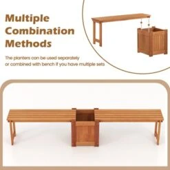 Tangkula Bench With Planter Box 2 In 1 Wooden Flower Box Kit With Seat Open-ended Base Slotted Construction 1/2pcs -Tangkula GUEST d9f22c9a 2307 4b7b 8b05 1ddc062469c0