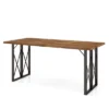 Tangkula 67" Heavy-Duty Rectangle Table Acacia Wood Dining Table W/ Umbrella Hole Patio