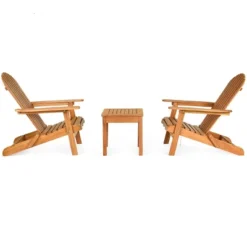 Tangkula Outdoor 3 Pieces Adirondack Chair Patio Furniture Set Eucalyptus Wood -Tangkula GUEST da7daa22 6651 4943 aac2 8101e65722ee
