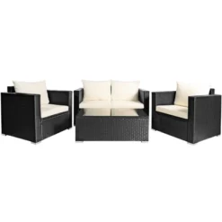 Tangkula 8PCS Rattan Patio Conversation Set Outdoor Furniture Set W/ Cushions -Tangkula GUEST dad74180 4e14 4965 af8a 7d3c72eb91b1