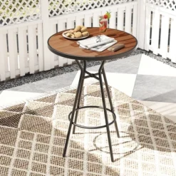 Tangkula 3 PCS Patio Bistro Set Round Table W/ 1.6" Umbrella Hole & 2 Stools Metal Frame 12 Tangkula 3 PCS Patio Bistro Set Round Table W/ 1.6" Umbrella Hole & 2 Stools Metal Frame -Tangkula GUEST db190b2d fea4 4690 826e 9d3ed6f0ecc2