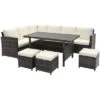 Tangkula 7PCS Wicker Patio Conversation Furniture Set Sectional Sofa Set W/ White Cushions