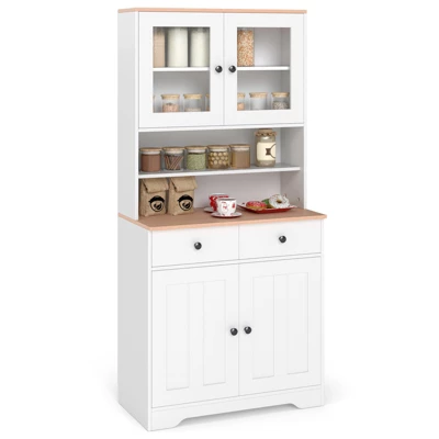 Tangkula Pantry Cabinet 67" Tall Kitchen Floor Cabinet W/ 2 Removable Shelves 2 Drawers 10 Tangkula Pantry Cabinet 67" Tall Kitchen Floor Cabinet W/ 2 Removable Shelves 2 Drawers - Image 10