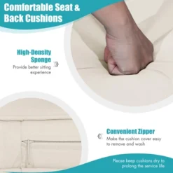 Tangkula Outdoor Porch Swing Bench, Patio Wicker Hanging Swing With Rustproof Chains & Comfortable Cushions Off White/Turquoise/Red/Black -Tangkula GUEST db8eab7b ef34 4cc3 81c9 bef9999bda7f