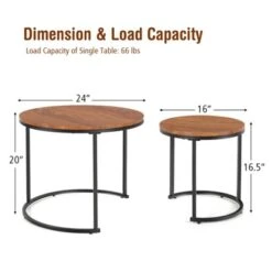 Tangkula 2PCS Stacking Metal Legs Modern Side Round Nesting Coffee Table W/ Wooden Tabletop For Living Room Rustic Brown/Brown -Tangkula GUEST db97e9b2 e09d 4be5 8afb 49a2188545c8