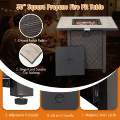 Tangkula 5-Piece Patio Furniture Set With 30 Inches Gas Fire Pit Table Outdoor PE Wicker Sectional Sofa Set With Cushions Red/Beige/Navy/Turquoise 16 Tangkula 5-Piece Patio Furniture Set With 30 Inches Gas Fire Pit Table Outdoor PE Wicker Sectional Sofa Set With Cushions Red/Beige/Navy/Turquoise -Tangkula GUEST dba7a6c3 04f6 40b2 b805 5fe0235a5e6f