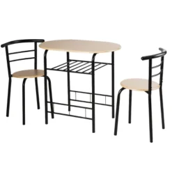Tangkula 3 PCS Kitchen Dining Set Compact Bistro Pub 2 Chairs & Table -Tangkula GUEST dbdd754c 5e83 40b0 9927 339b06461189