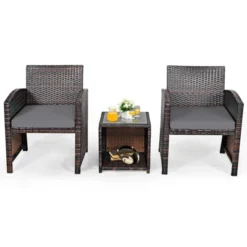Tangkula 3 PCS Patio Rattan Furniture Set Conversation Chair Set With Soft Cushion & Coffee Table For Backyard Poolside Garden -Tangkula GUEST dbf8349e 7445 4f63 a7d5 33aaa3d17cc0