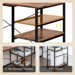 Tangkula Large L-shaped Computer Desk 60” Convertible Corner Desk With 4 Storage Shelves 95” 2-Person Long Study Writing Workstation Black/Rustic Brown/Natural/Grey 17 Tangkula Large L-shaped Computer Desk 60” Convertible Corner Desk With 4 Storage Shelves 95” 2-Person Long Study Writing Workstation Black/Rustic Brown/Natural/Grey -Tangkula GUEST dc54e1fd 70ca 434a 9448 de68573c8ab6