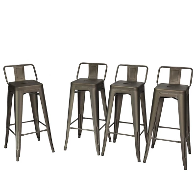 Tangkula Set Of 4 Metal Bar Stools 30" Industrial Height Chair Low Back 6 Tangkula Set Of 4 Metal Bar Stools 30" Industrial Height Chair Low Back - Image 6