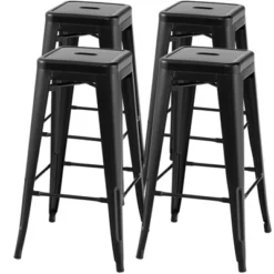 Tangkula 30" Set Of 4 Stackable Backless Metal Bar Stools W/ Footrest For Kitchen -Tangkula GUEST dc94a7a5 7143 479b 85d5 2973ccd34ffc