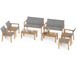 Tangkula 8 Pieces Patio Furniture Set PE Rattan Patio Bistro Set W/ Loveseat -Tangkula GUEST dd2dcca7 ab8d 4c3e 915b 2630aebd3caa