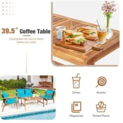 Tangkula 4PCS Patio Rattan Furniture Set Wood Frame Cushioned Sofa With Coffee Table Sectional Conversation Sofa Set For Garden -Tangkula GUEST dd66c24a 9cec 4f31 a4c9 a76316b142ad 1