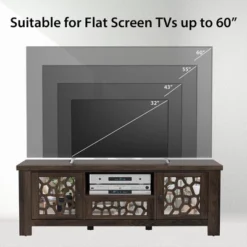 Tangkula 55" Retro TV Stand Media Entertainment Center W/ Mirror Doors & Drawer Brown -Tangkula GUEST dd7efc03 8bf8 4b80 93ff 2fd6019f348c