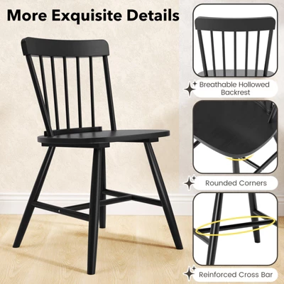 Tangkula Dining Chairs Set Of 4 Farmhouse Kitchen Chair W/ Rubber Wood Frame Wide Seat 5 Tangkula Dining Chairs Set Of 4 Farmhouse Kitchen Chair W/ Rubber Wood Frame Wide Seat - Image 5