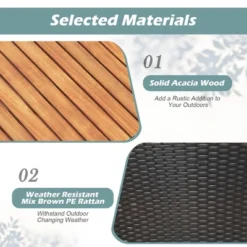 Tangkula 3PCS Patio Furniture Set Conversation Bistro Set W/ Acacia Wood & Cushions Black -Tangkula GUEST dde29a0c 70c7 41c8 8264 127dc5da312a