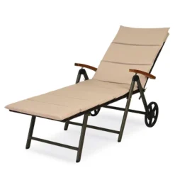 Tangkula Outdoor Rattan Wicker Lounge Chair Folding Patio Chaise W/ Wheels -Tangkula GUEST ddedb468 d331 4204 931f 5e4b696e56eb