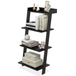 Tangkula 4-Tier Ladder Shelf 43” Tall Wooden Leaning Bookshelf Display Rack Modern Shelving Stand With Anti-tipping Device Black 17 Tangkula 4-Tier Ladder Shelf 43” Tall Wooden Leaning Bookshelf Display Rack Modern Shelving Stand With Anti-tipping Device Black -Tangkula GUEST ddf6cc84 9b04 49bb 83db 235ba1bfd813